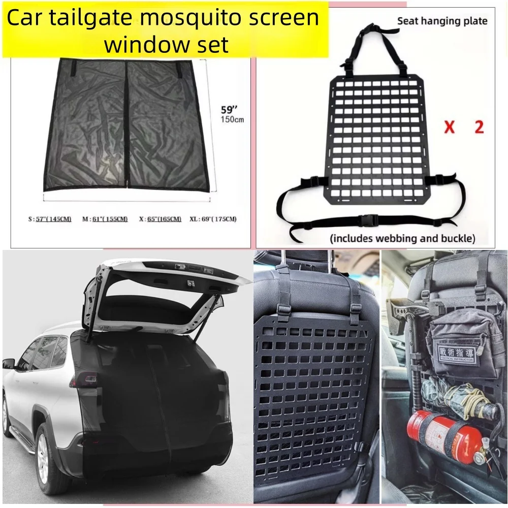 

Magnetic Car Tailgate Anti-Mosquito Screen Window Outdoor Camping Supplies with DIY Storage Seat Tactical Hanging Board Set