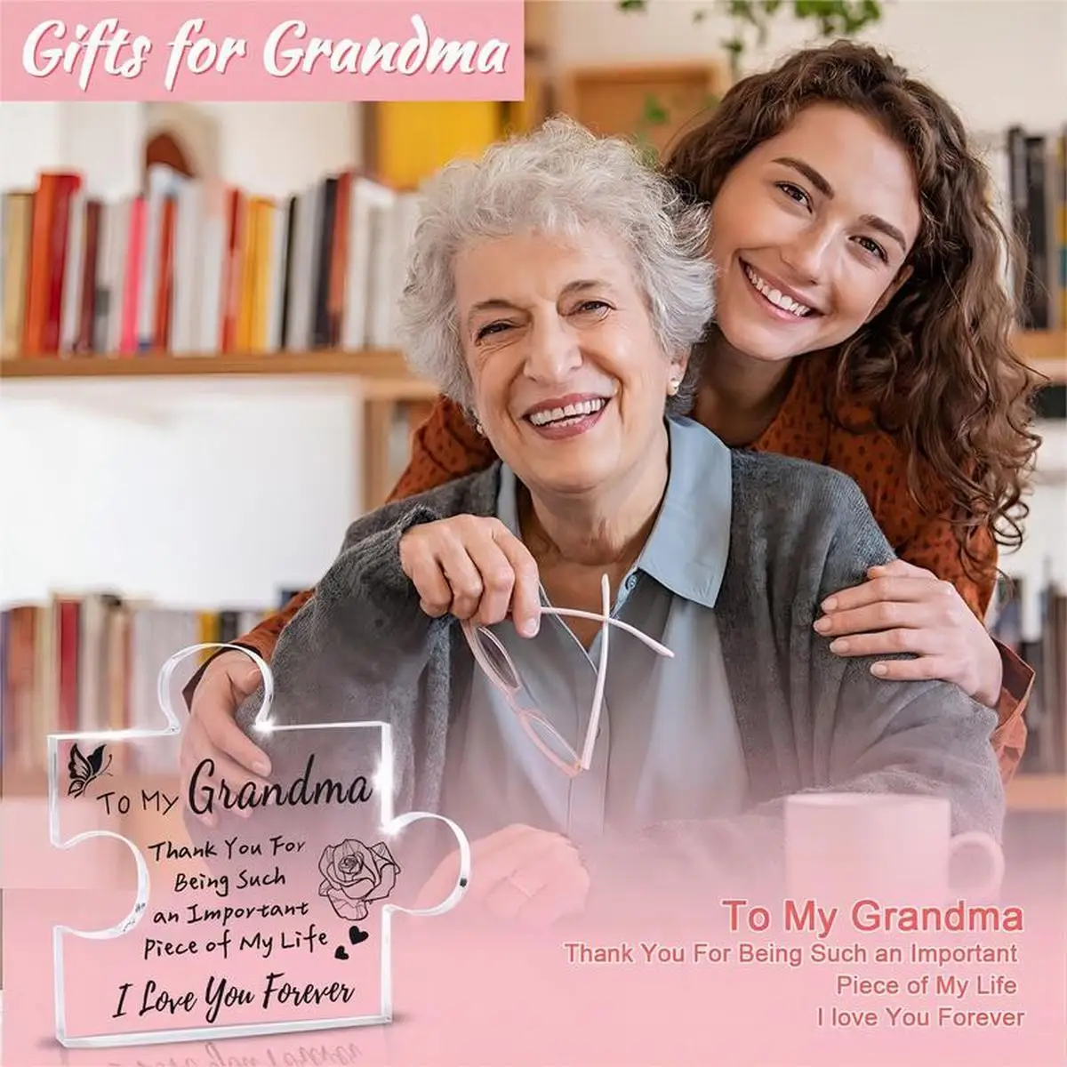 Grandma Gifts, carved acrylic puzzle shaped plaque, suitable for grandma\'s funny birthday and Christmas gift