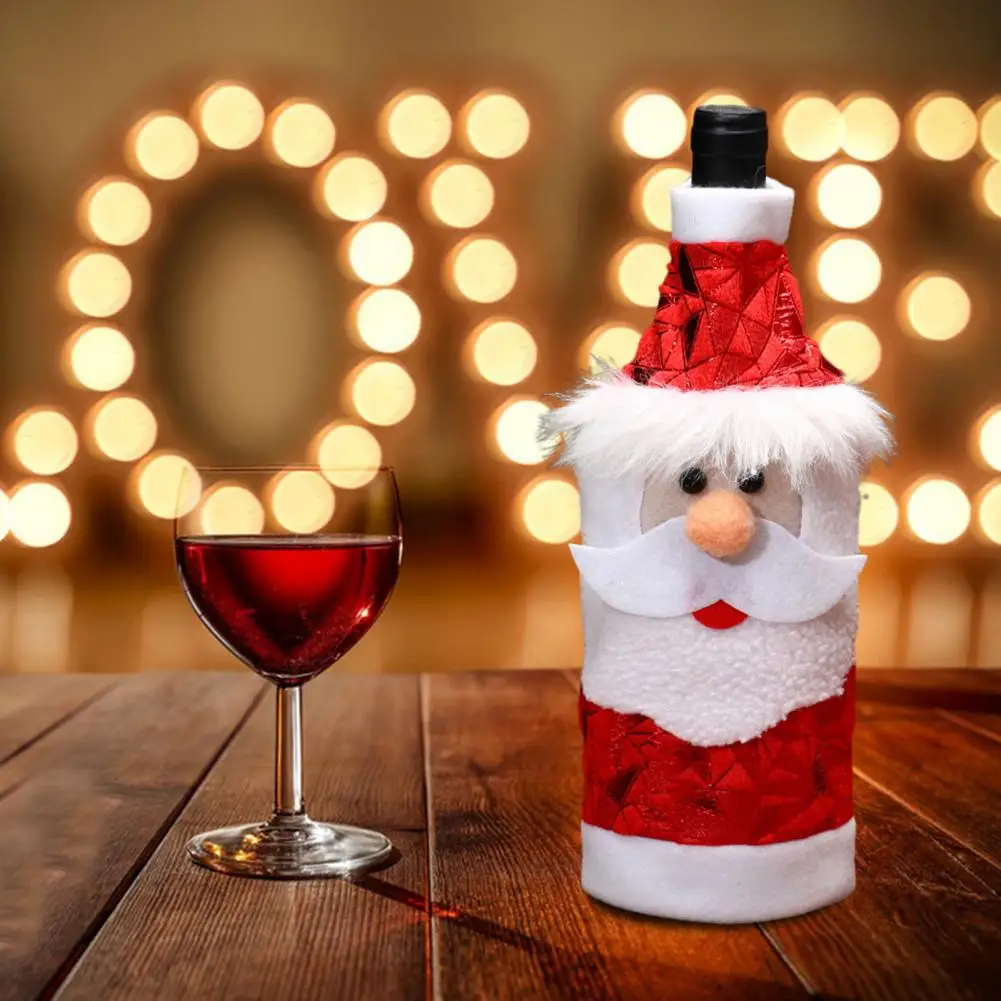 Champagne Bottle Decoration Festive Christmas Wine Bottle Covers Santa Snowman Reindeer Holiday Decorations for Wine for New