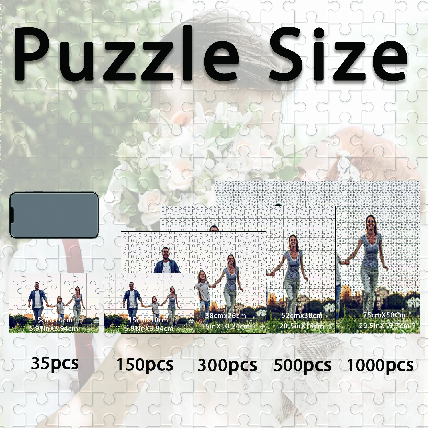 35/150/300/500/1000pcs outdoor couple Customized Photo Custom DIY Personalised Photo Portrait Puzzles Custom Puzzles in Photos