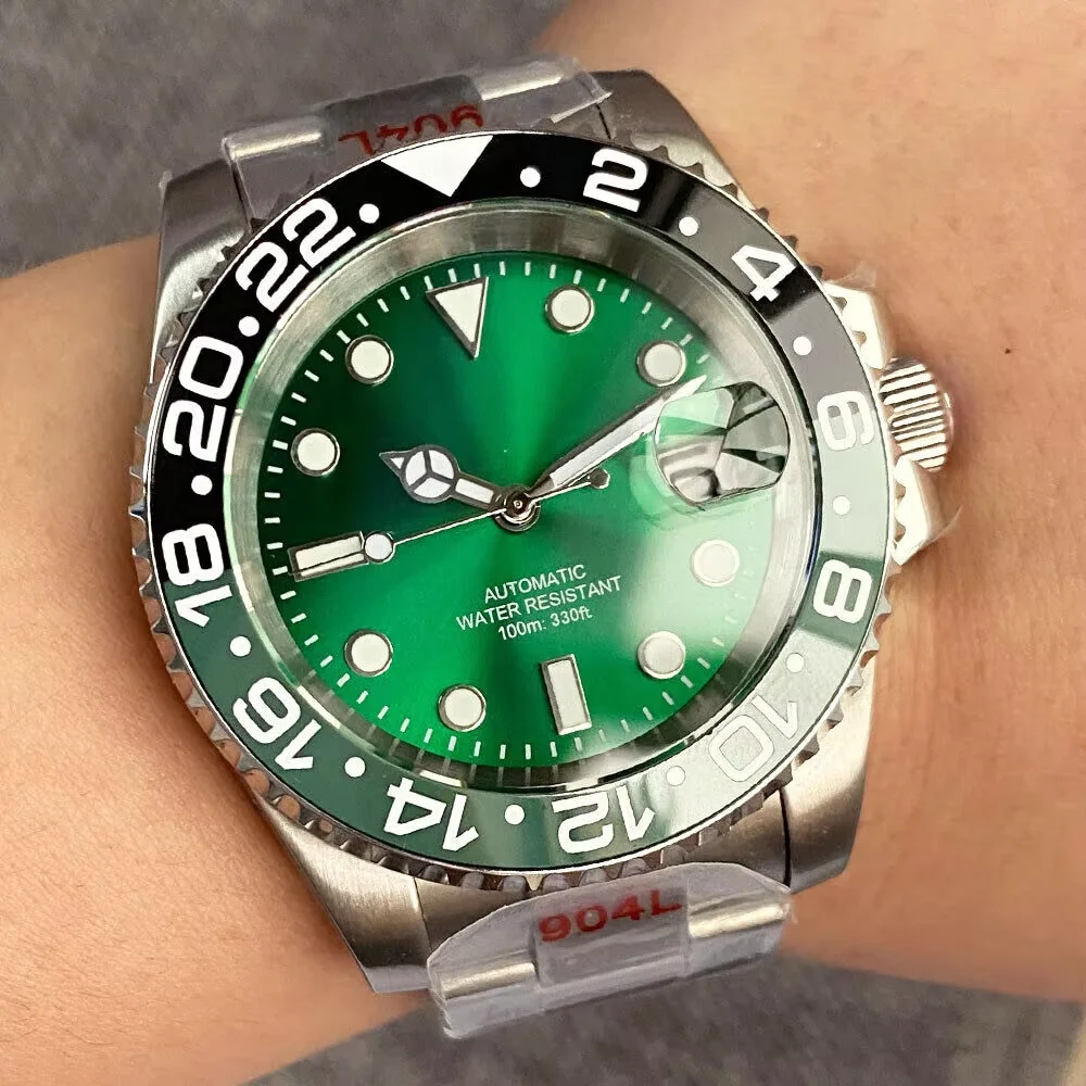 

Классические 20ATM сапфировое стекло для дайвинга, стерильные NH35, автоматические мужские механические наручные часы, 100 м, водонепроницаемый зеленый люм-циферблат