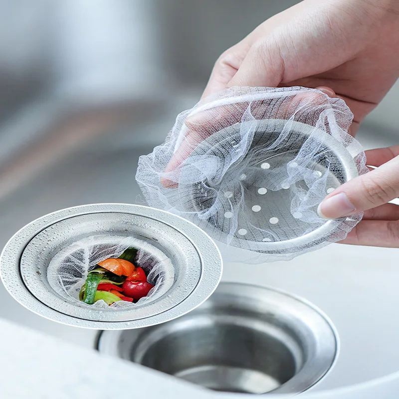 100pcs Sink Garbage Filter Sewer Kitchen Floor Drain Filter Sink Anti-Blocking Disposable Cleaning