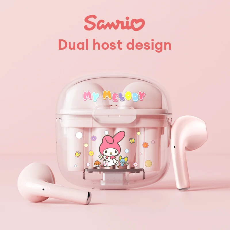 Cartoon Anime Sanrio BL16 Ohrhörer Kawaii Hallo Kitty Kuromi My Melody Bluetooth Transparent Shell Drahtlose Kopfhörer Headsets