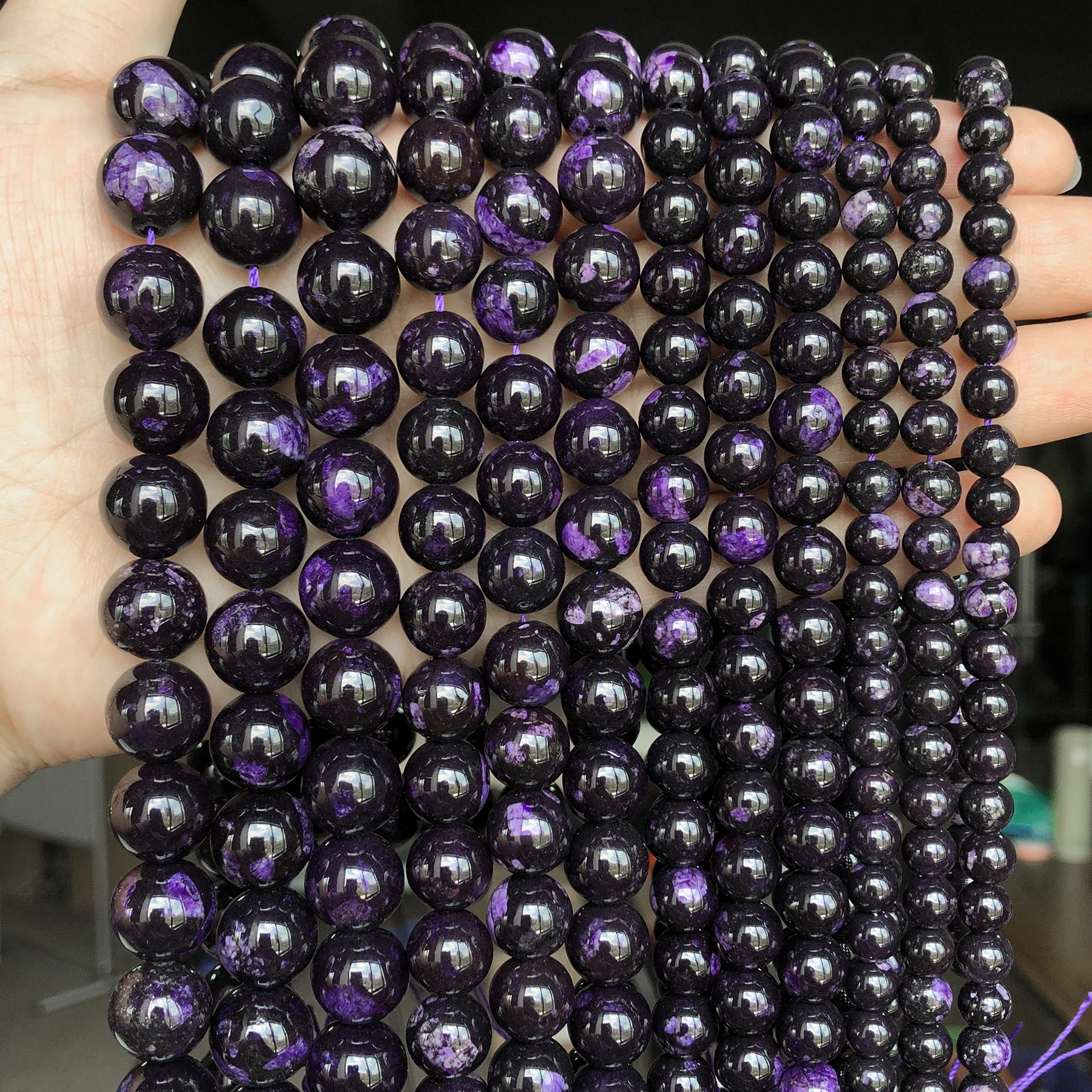 6/8/10/12mm AAA Natural Stone Purple Triskelite Quartz Beads Round Loose Beads For Jewelry Making Supplies Bracelets Accessories