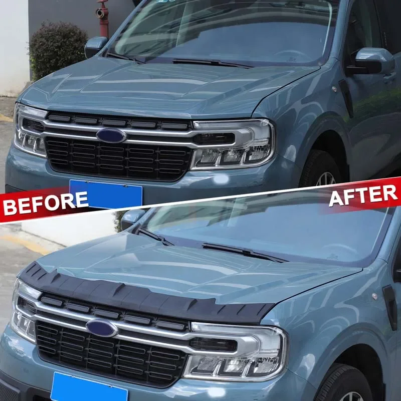 1Pcs TPE Black For Ford Maverick 2022+ Car Car Hood Cover Stone Deflector Hood Protection Shield Sand Block Exterior Accessories