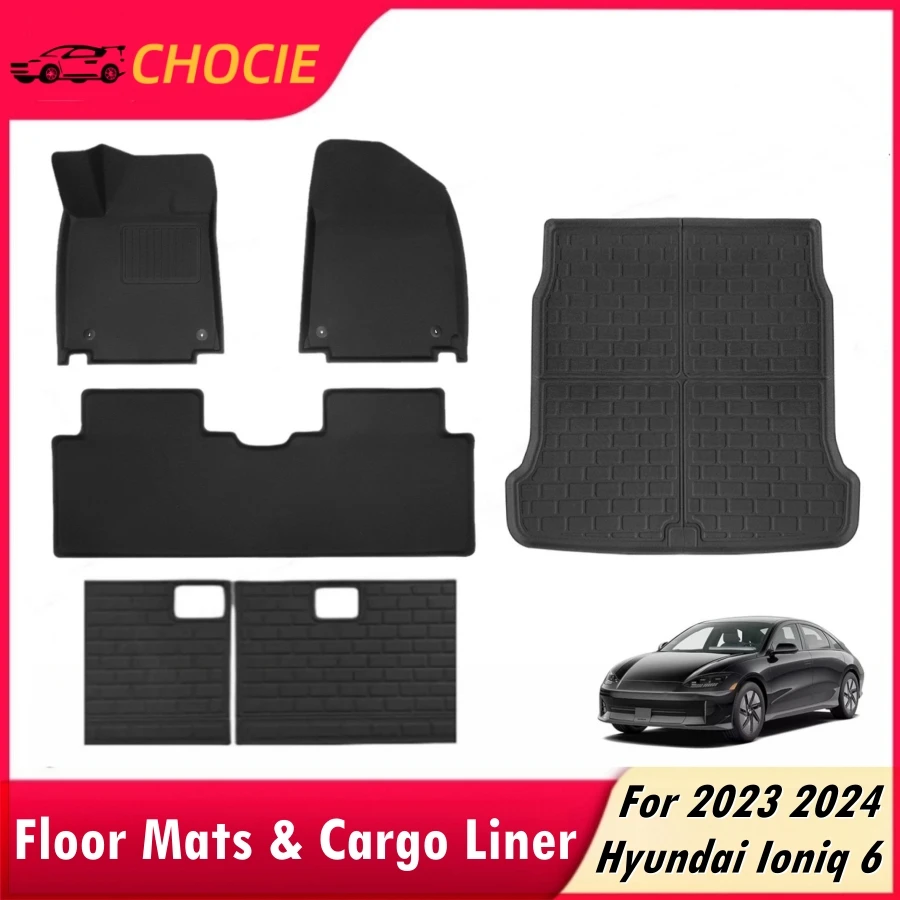 Floor Mats & Cargo Liner for Hyundai Ioniq 6 2023 2024 All Weather Protection Trunk Mat Floor Liners Seatback Protector