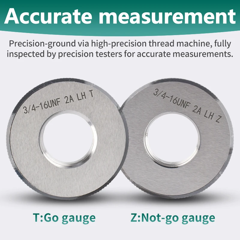 1SET(1*GO+1*NOGO) 2A LH 5/8 11/16 3/4 13/16 7/8 15/16 1-8--1'1/16 UN/UNC/UNF/UNS/UNEF America Standard Fine Thread Ring Gauge