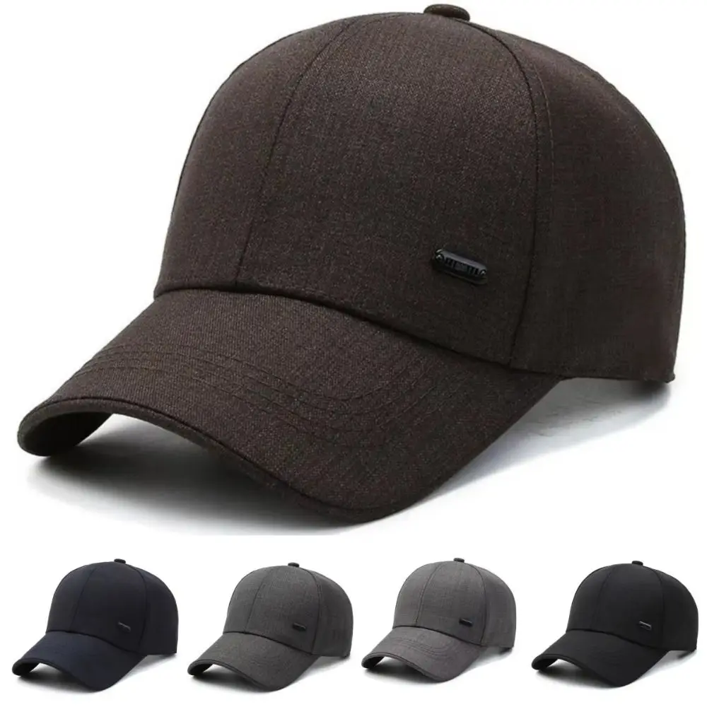 Outdoor Men's Suit Material Baseball Cap Casual Korean Style Sunshade Hat Visors Adjustable Round Top Bent Brim Hat
