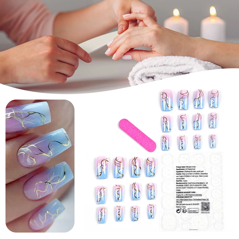 Clash-color Fake Nail For Female Quick Drying Non-Odor False Nail For Women Girls