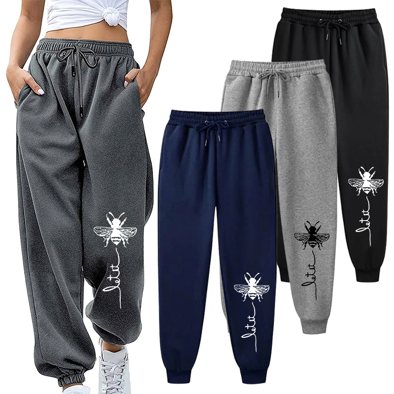 Womens Pants Loose Long Pants Outwear Fashion Letter Printed Trousers Spring Autumn Winter Sweatpants S-4XL