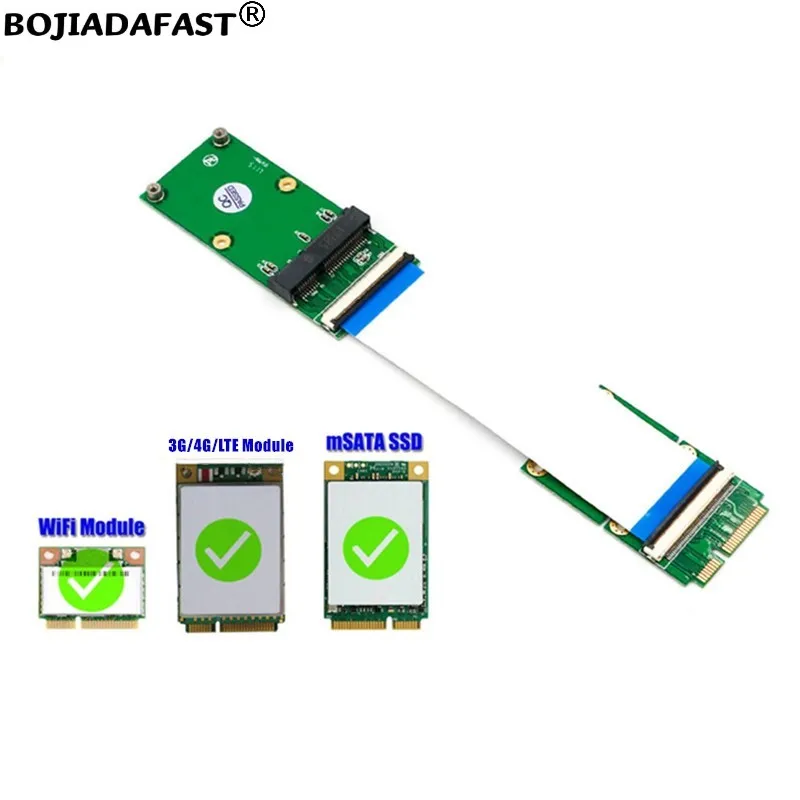 Mini PCI-E To MPCIe Wireless Module Adapter + Flexible FPC Cable for Wifi Card / 3G 4G LTE WWAN Modem