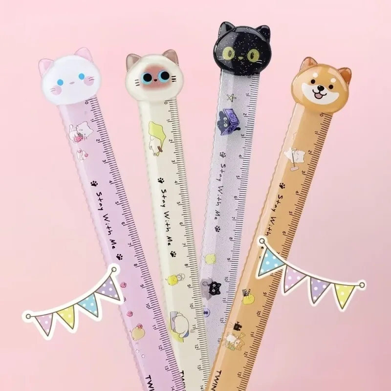 36pcs-lot-cartoon-cat-dog-ruler-creative-drawing-painting-tool-bookmark-promotional-stationery-gift-school-supplies