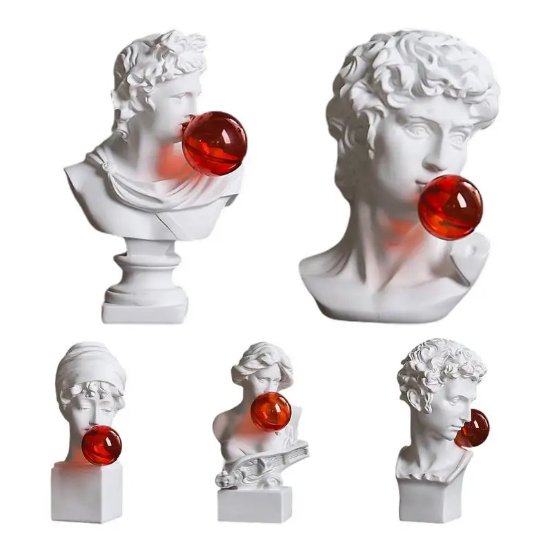 

David Bust Statue Decor Unique Resin Greek Blow Bubbles David Sculpture Decorative Desktop Art Statue Waterproof resin Craft