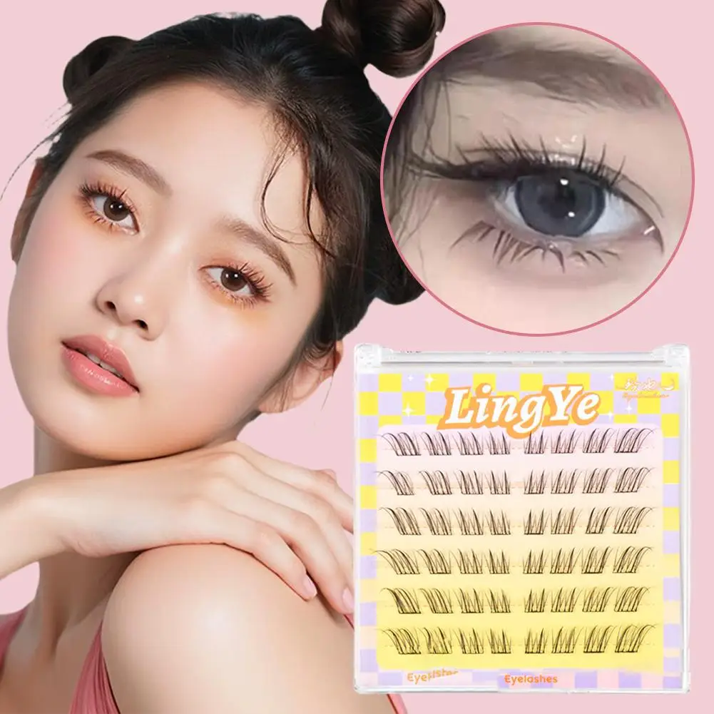 Slanted False Eyelashes Glue-free Ultra-thin Segmented Curl Extension Lashes Eyelash Makeup Manga False Eyelashes Nature Z8B9
