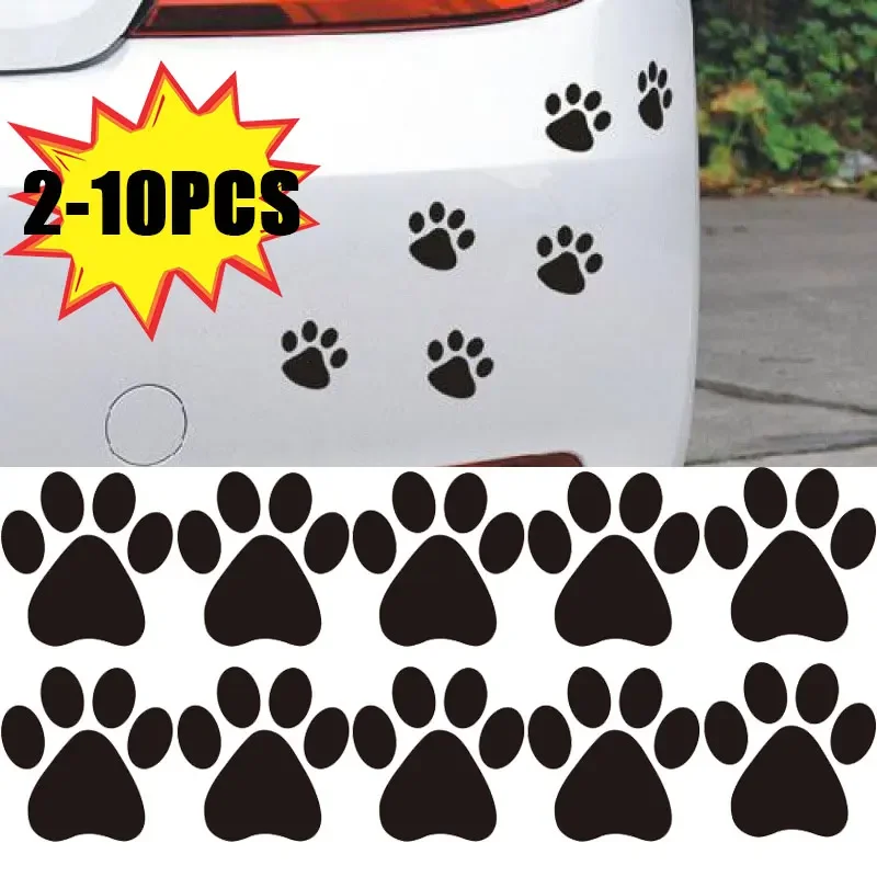 2-10PCS Car Stickers Paw Animal Dog Cat Cool Design Bear Foot Prints Footprint Decal Car Stickers for Auto Motorcycle