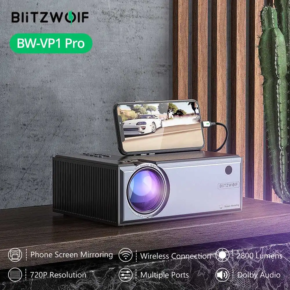 

BlitzWolf BW-VP1 Pro LCD Projector Smart TV WIFI Portable Home Theater Cinema Support 1080P Full HD Native 720P LED Projector