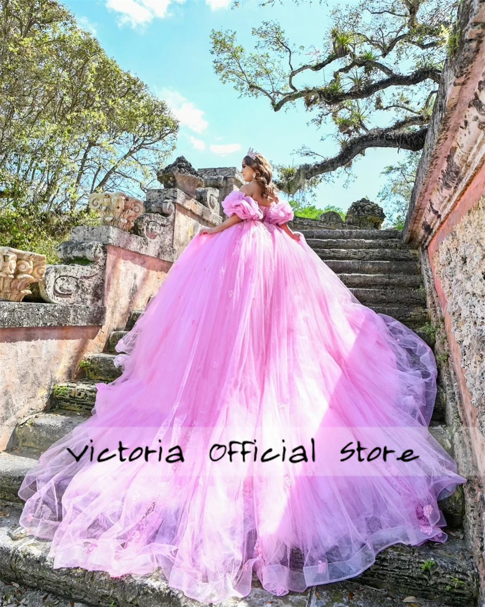 Robes de Quinceanera avec appliques de fleurs roses foncées, robe de Rhen tulle, robe de princesse mexicaine douce, robe de seize mariages, quel que soit le corset