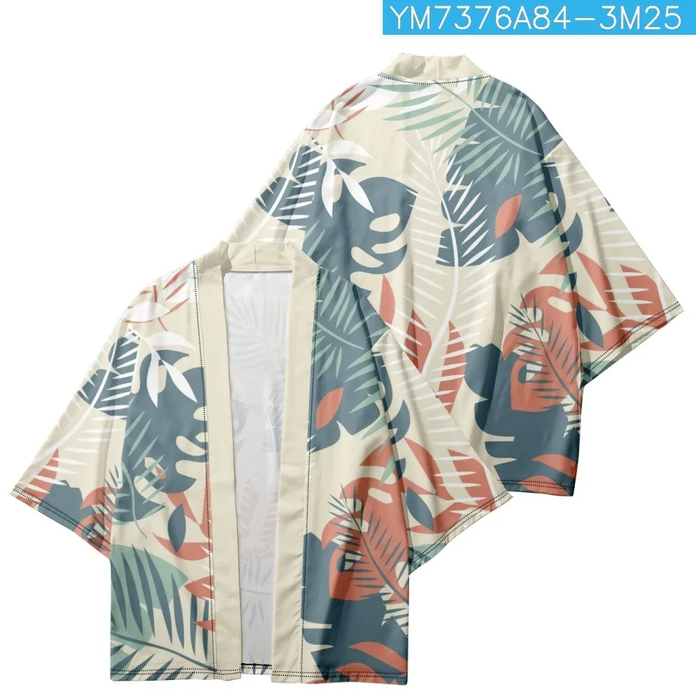 Summer Samurai Kimono Cosplay Japanese Fashion Print Haori Streetwear Men Kimono Yukata Beach Cardigan Stylish Elegant Robe