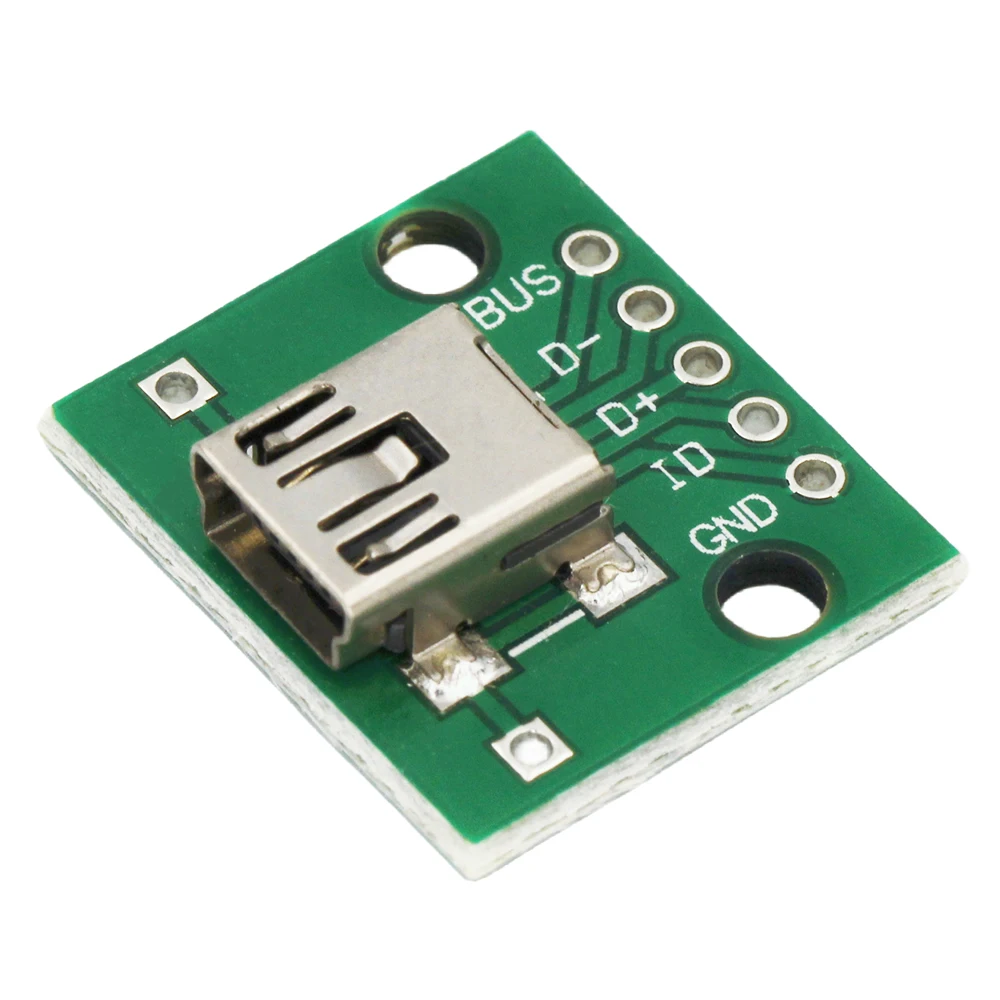 5PCS Lot MINI-5P USB Male Patch To DIP Adapter Female 2.54mm Header Connector PCB Interface Converter Board Adapter for Arduino