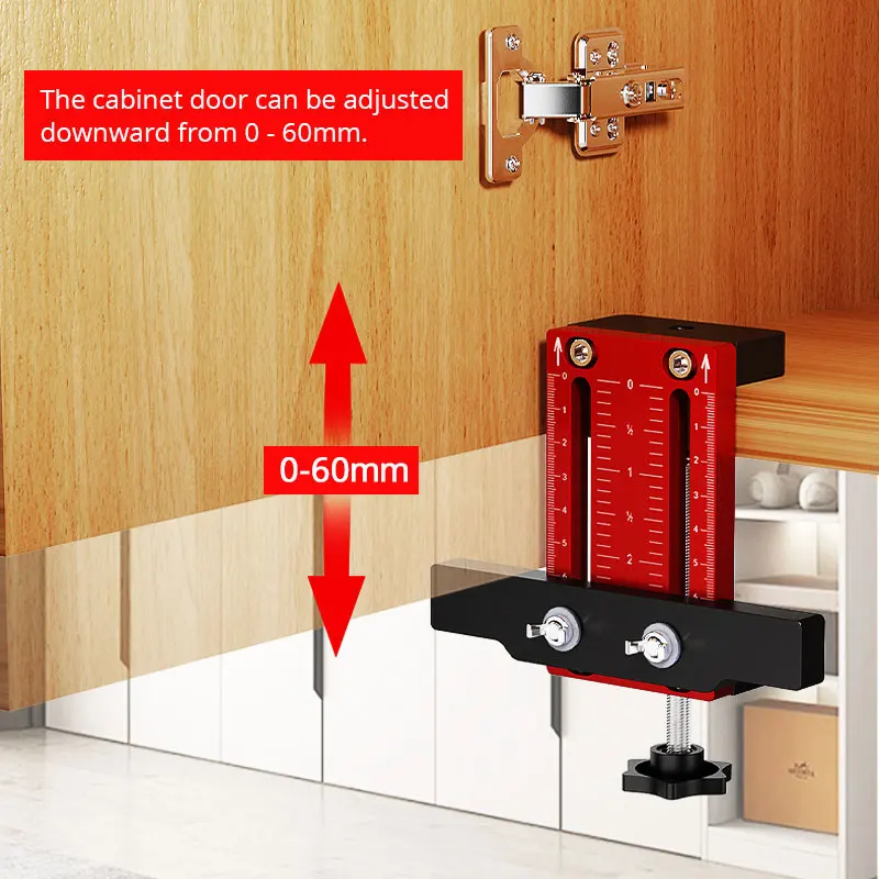 Cabinet Door Installation Positioner, Aluminum Alloy Cabinet Woodworking Jig Adjustable Length Installation Positioning Tool