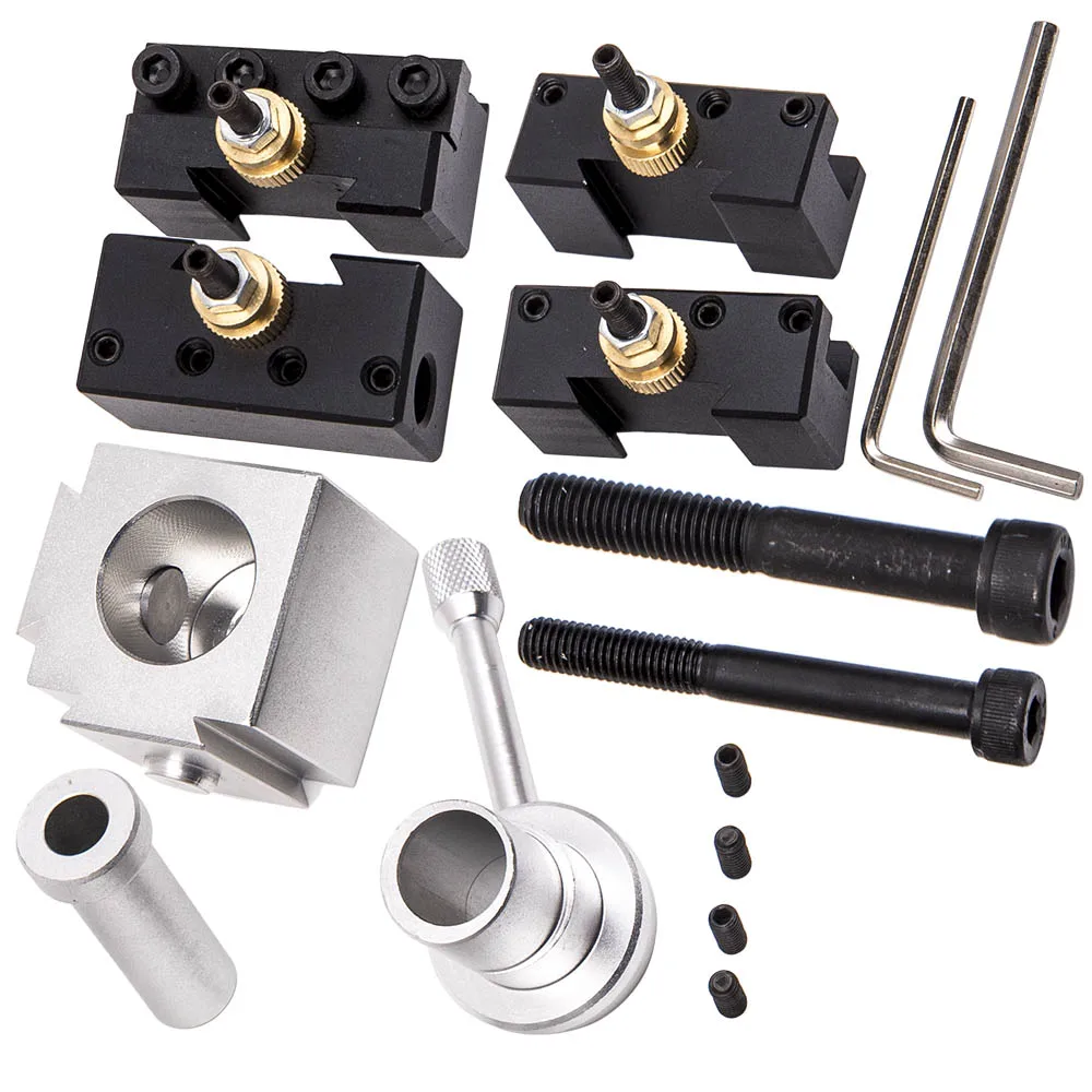 1 x Tool Post&4 x Cutter Holders&2 x Screws & 2 x Hex Keys&4 x Set Screws for  common mini lathe, consisting a tool post