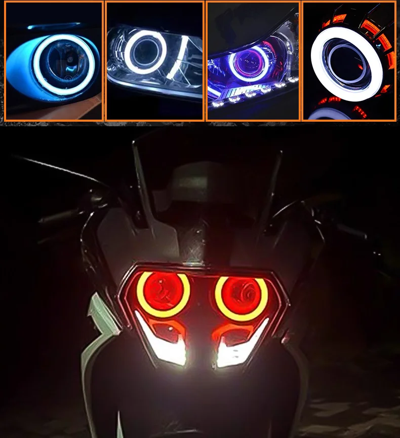 2 Stück RGB Angel Eyes Halo Ringe Lichter mit Blinkerfunktion APP Bluetooth LED Motorrad Nachrüstung DRL Auto-Scheinwerfer 12V 24V – Detail 10