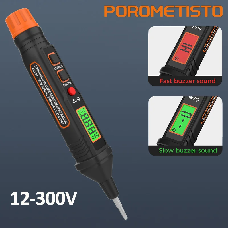 AC 12-300V pena listrik Breakpoint Finder NCV uji kontinuitas tukang listrik Digital tes tegangan pena non-kontak AC Tester tegangan