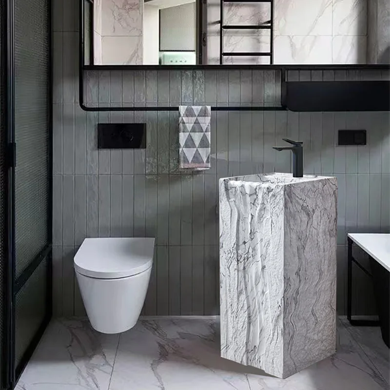 

XL Wash Basin Square Outdoor Balcony Bathroom Integrated Wash Basin Courtyard Pedestal Basin