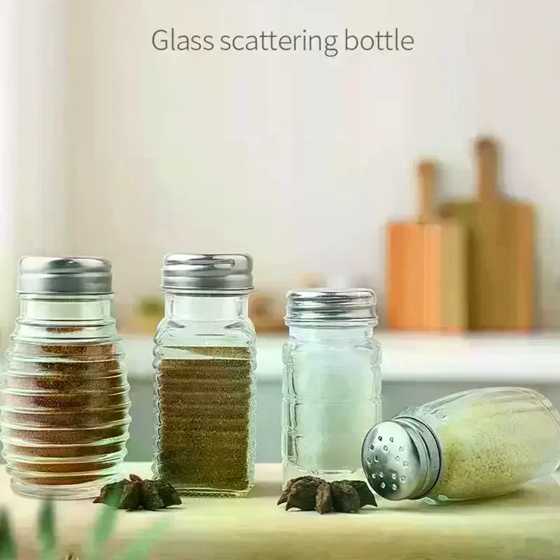 Kitchen Glass Spice Bottle Barbecue Seasoning Bottle With Lid Salt And Pepper Shaker Pepper Shaker Mini Seasoning Jar Set 2Pcs