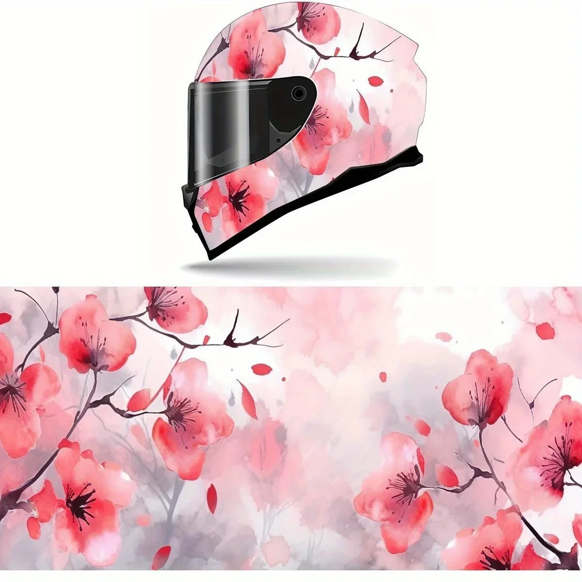 

Watercolor Blooms Floral Full Helmet Wrap Sticker Motorcycle Helmet Racing Graphic Decal Vinyl Wrap Helmet Decor Sticker