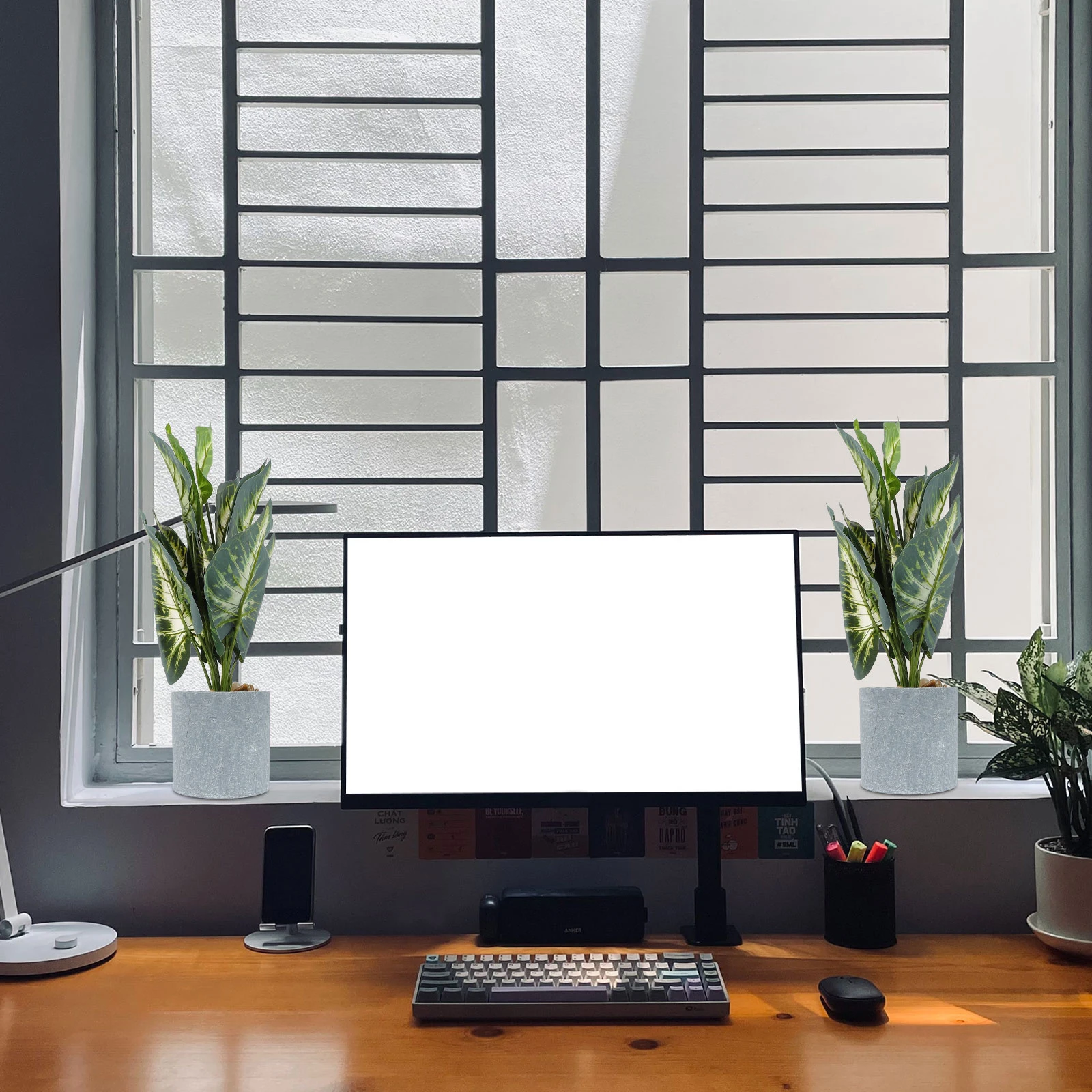 

Simulation Monstera Bonsai Artificial Plant Potted Indoor Fake Green Home Decor Plastic Lifelike nament