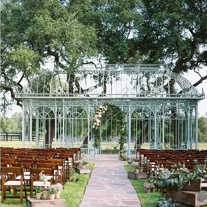 Weatherproof Reinforced Cast Iron Modern Sunroom with Insulating Glass Roof for All-Season Use Glass House Wedding Hotel Park