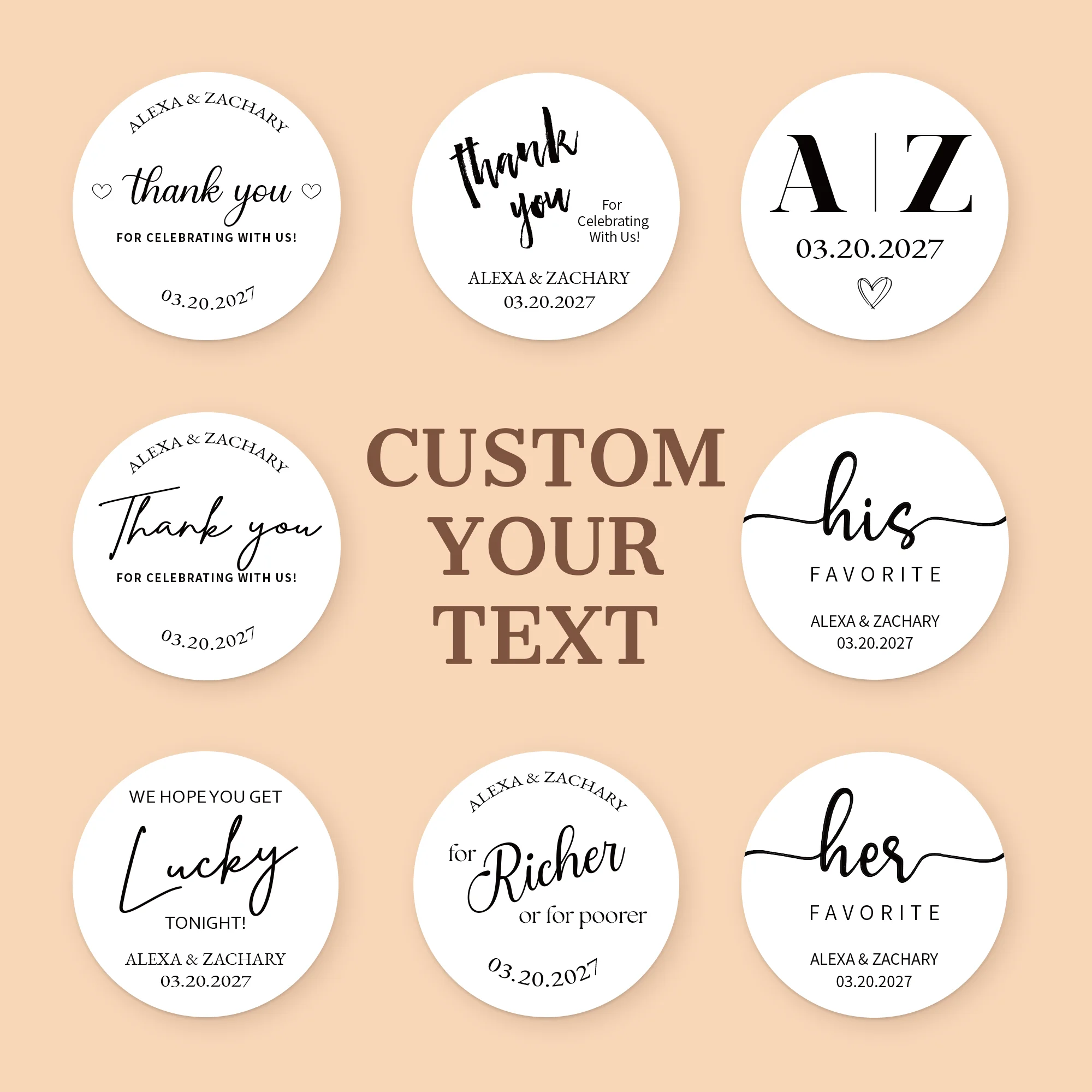 

Custom Stickers for Wedding Waterproof Custom Logo Labels of Your Text Round Personalized Stickers,for Birthday,Gift Packaging