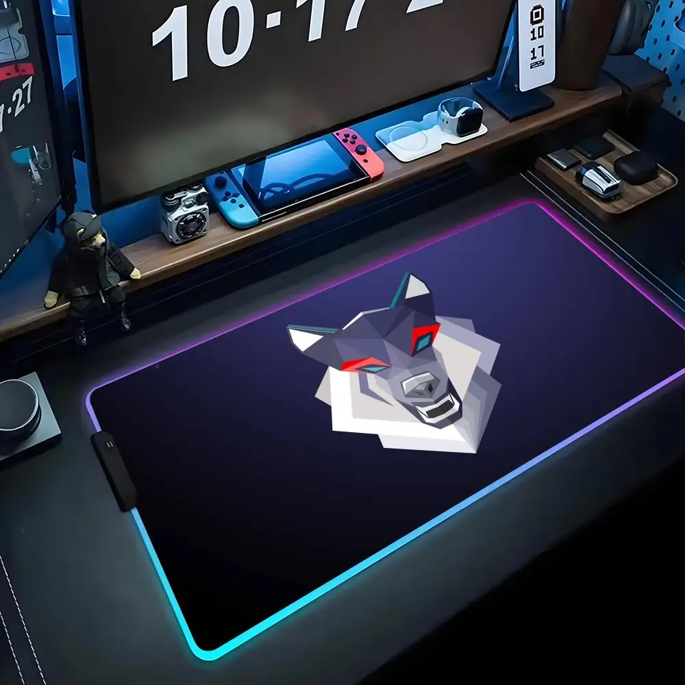 

Волк арт обои коврик для мыши RGB игровой коврик для мыши большой светодиодный коврик для ПК настольный коврик светящийся коврик для мыши большой коврик для клавиатуры настольный коврик с
