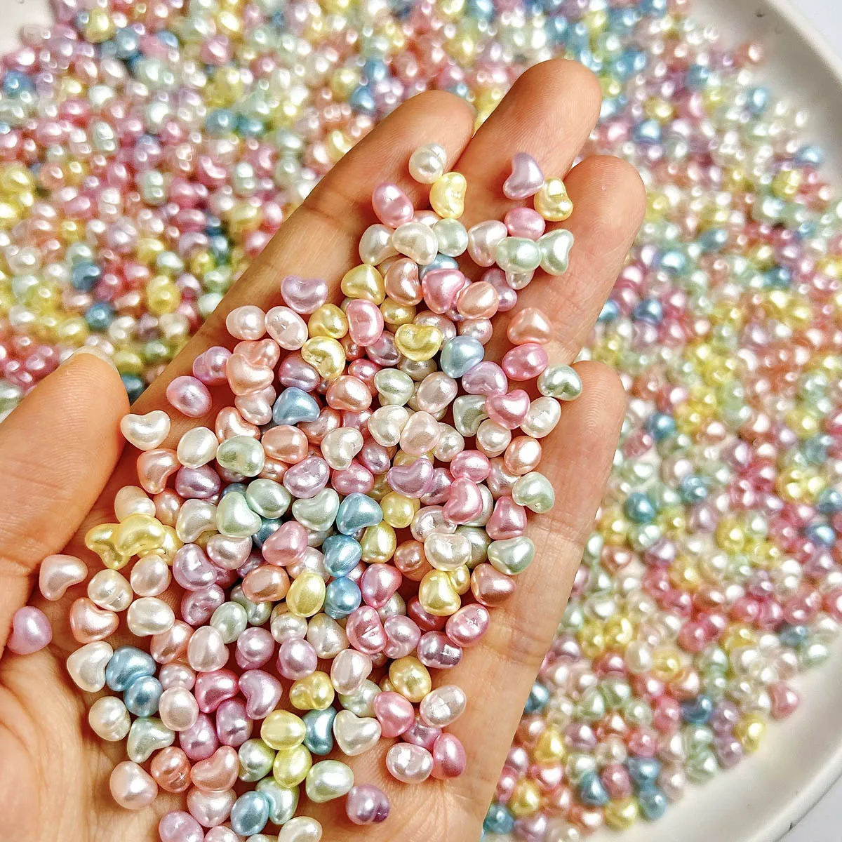 50PCS Macaron Colored Glossy Heart Resin Nail Art Decorations 3D Chubby Pentagram Nail Charms for DIY Phone case Hairpin Nails