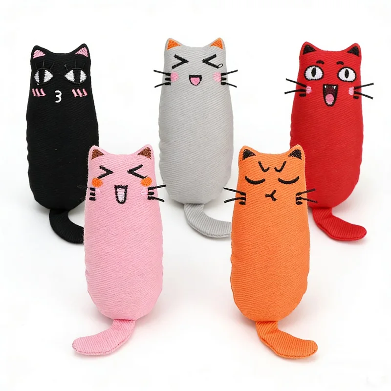 

Catnip Cat Toys Cute Expression Thumb Pillow Bite-resistant Grinding Claw Interactive Teething Kicker Toy for Cats Kitten