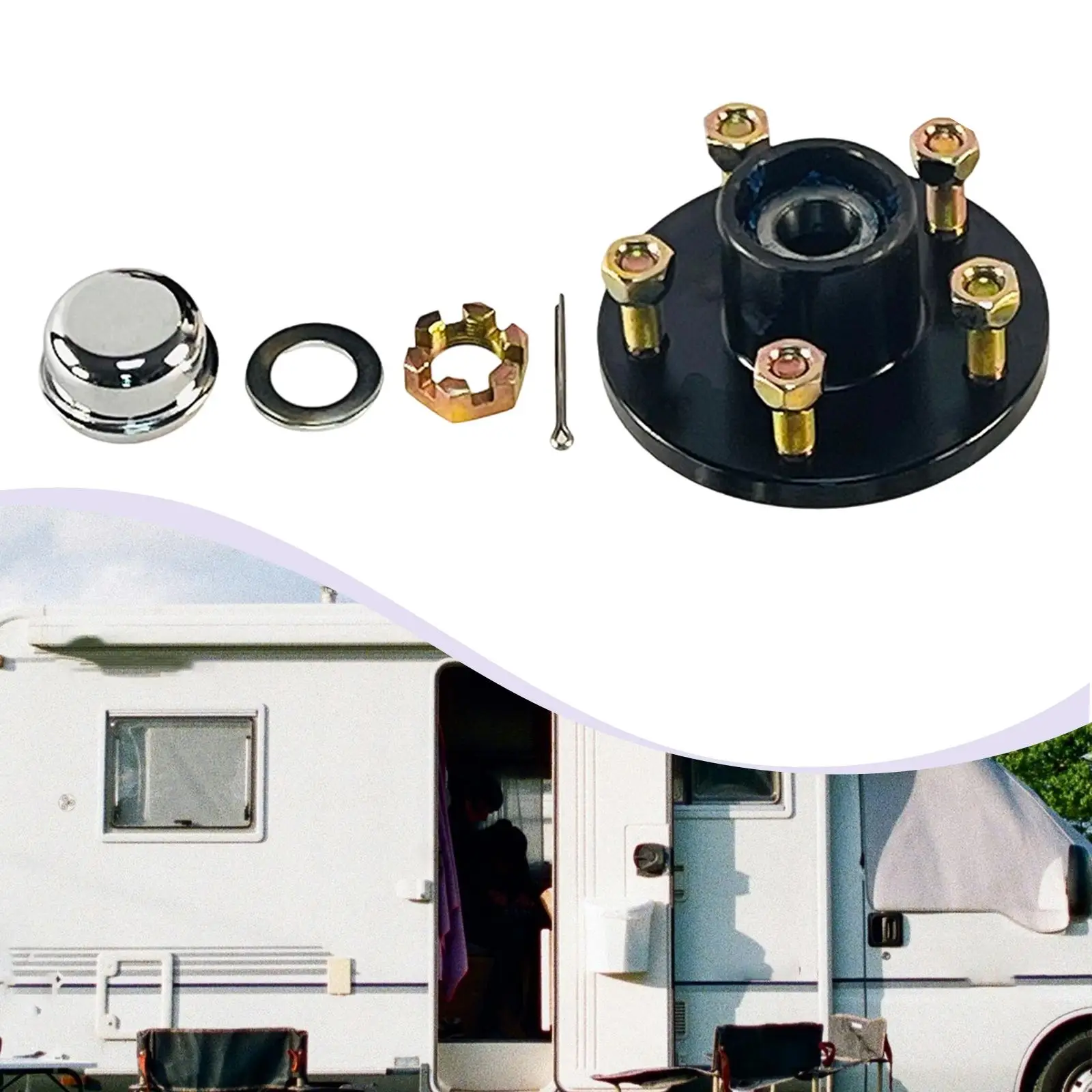 

Trailer Hub Kit with Dust Cap Metal Replaces Fits 1-1/16" Straight Spindle