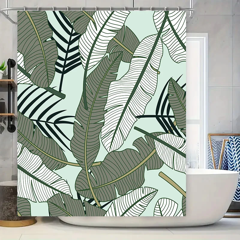 

Занавеска для душа с принтом бананового листа, зеленая, белая, 180x240 см, водонепроницаемая ткань для украшения ванной комнаты