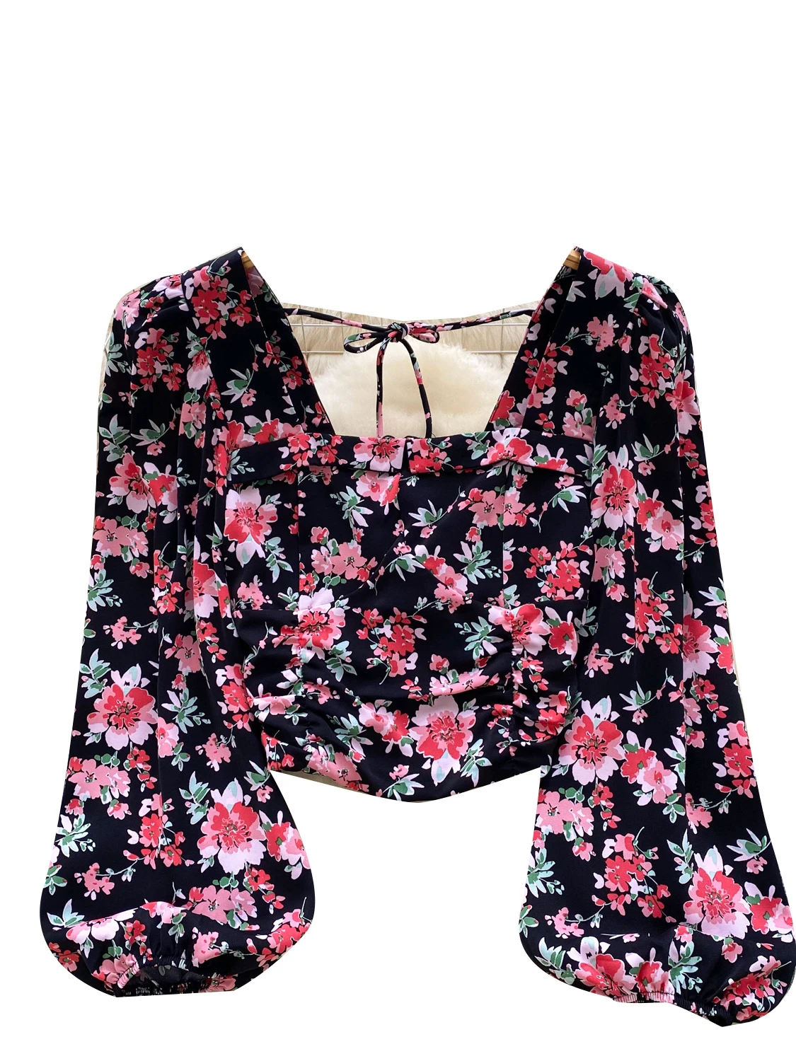 Ele Floral Print Bubble Sve Quadratischer Kragen ort irt Damen Sommer Vintage Trendy Top Koreanische Sle Loose Fit Bluse