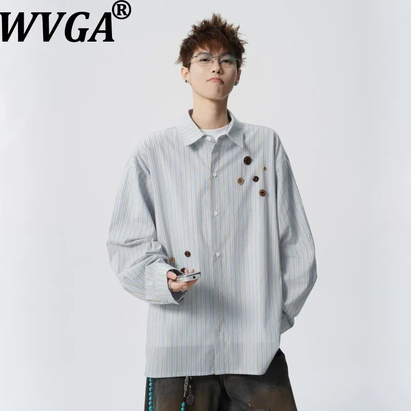 

WVGA Spring Summer New Man Tide Oversized Design Trendy Plaid Turn-Down Collar Shirts Niche Chic Casual Long Sleeved Tops W20692