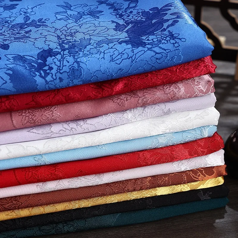 Tela Jacquard de Azalea de Alta Calidad por Metro para Costura, Cheongsam, Hanfu, Pijamas, Vestidos, Manualidades, Tela Suave y Cómoda, Color Negro