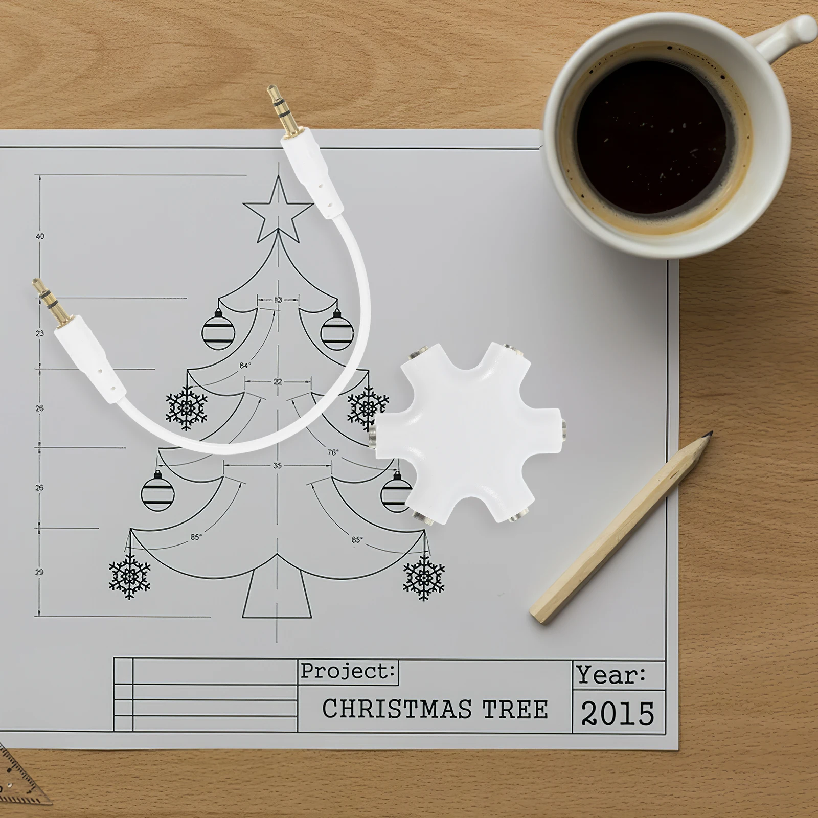 

5 in 1 Hexangular Headphone Splitter Adapter 6 Ports for Multiple Audio Sources Perfect for Sharing Headphone Splitter