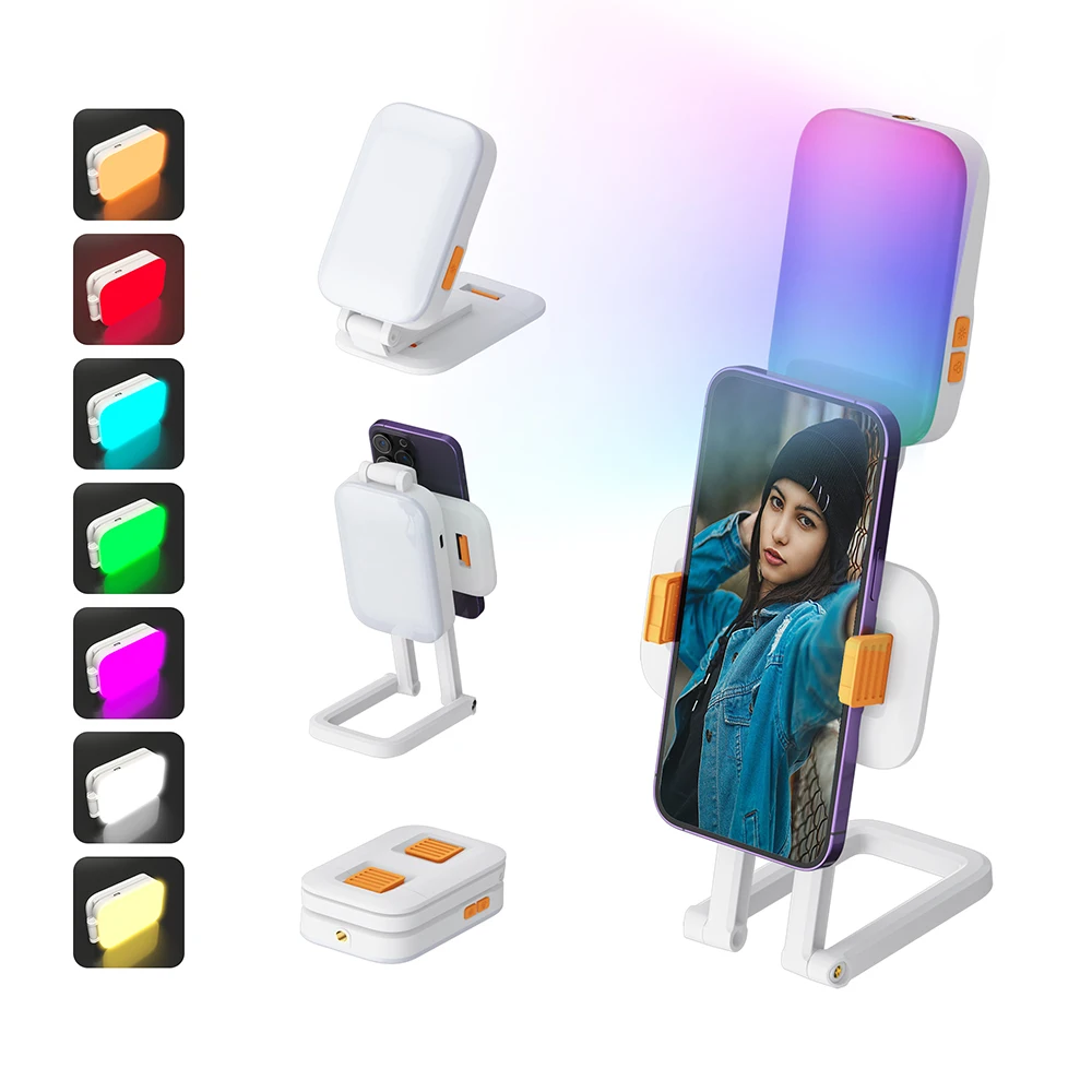 Comodo telefono a colori RGB Luce di riempimento Anello luminoso a LED portatile con treppiede Selfie Luce a LED Fotografia Luce per riprese video