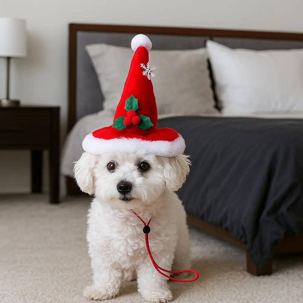 

Pet Costume Accessory Adjustable Pet Christmas Hat Soft Cute Festive Pet Hat Colorful Comfortable Pet Santa Hat Pet Outfit