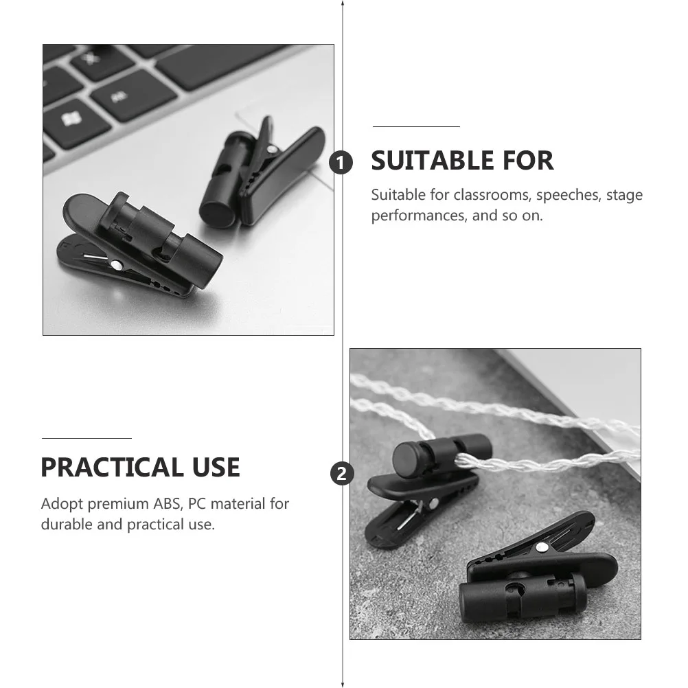 

5 Pcs Earphone Cable Clips Microphone Headset Wire Clamps Black Durable ABS PC Material Indoor Speech Classroom