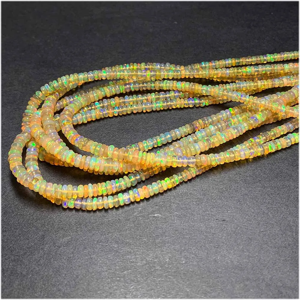 Veemake White Yellow Fire Opal Rondelle Beads Jewelry Design Making Natural Gemstones Crystal DIY Necklace Bracelets Earrings