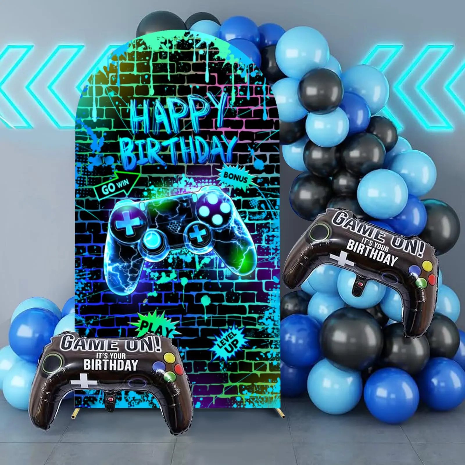 Thème d'arc de manette de jeu personnalisé, Cool Boy, décoration de salle de fête d'anniversaire, bannière offrant des accessoires de Studio de photographie de Portrait, arrière-plan