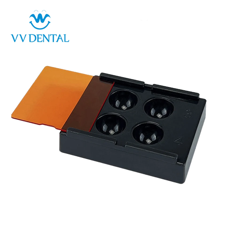 VVDental Dental Veneer Storage Box 4 Holes Teeth Patch Shading Light Storage Case Denture Retainer Molar Boxes