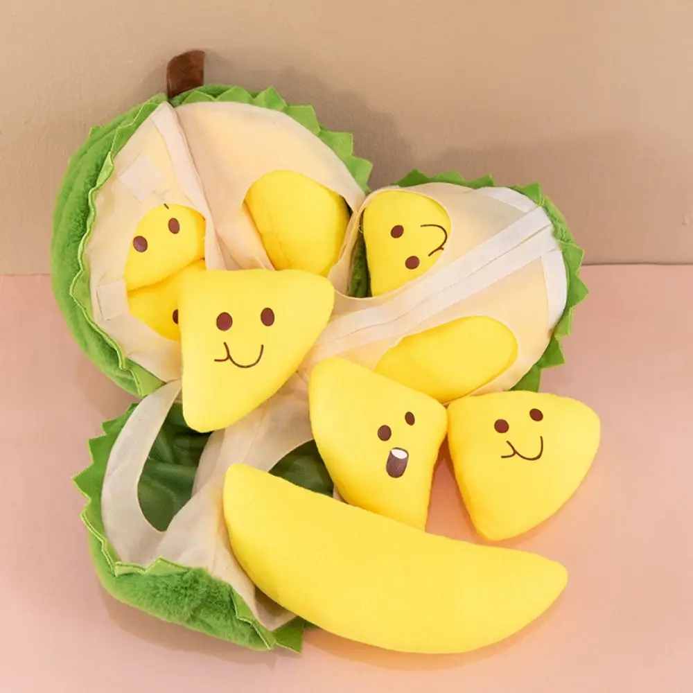 Fluffy Detachable Durian Plush Toy Soft Collection Fruit Durian Plush Pillow Cartoon Cute Peeling Durian Plush Doll