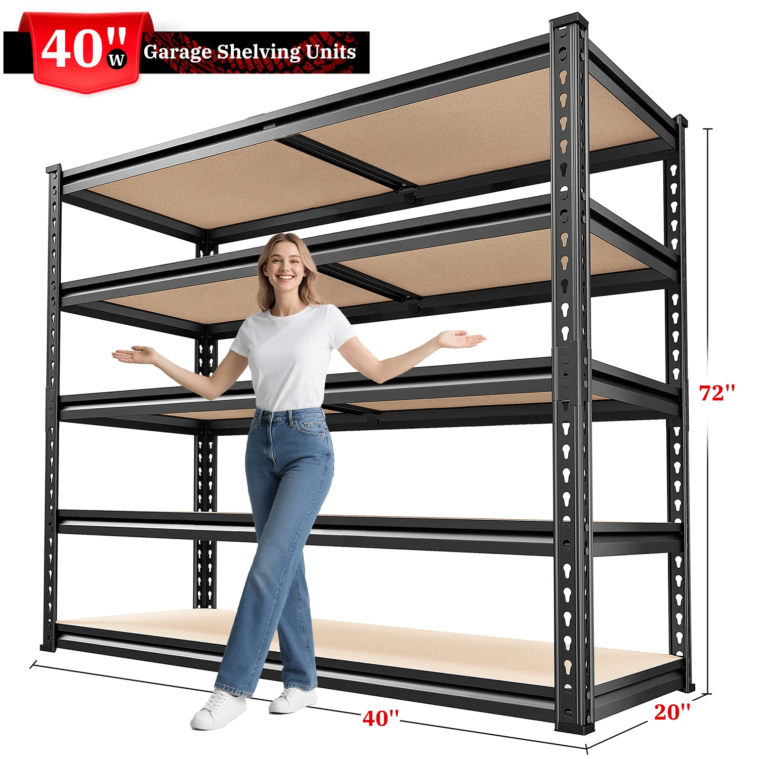 2500 LBS Garage Shelving Units Heavy Duty 5-Tier Metal Storage Shelves 40